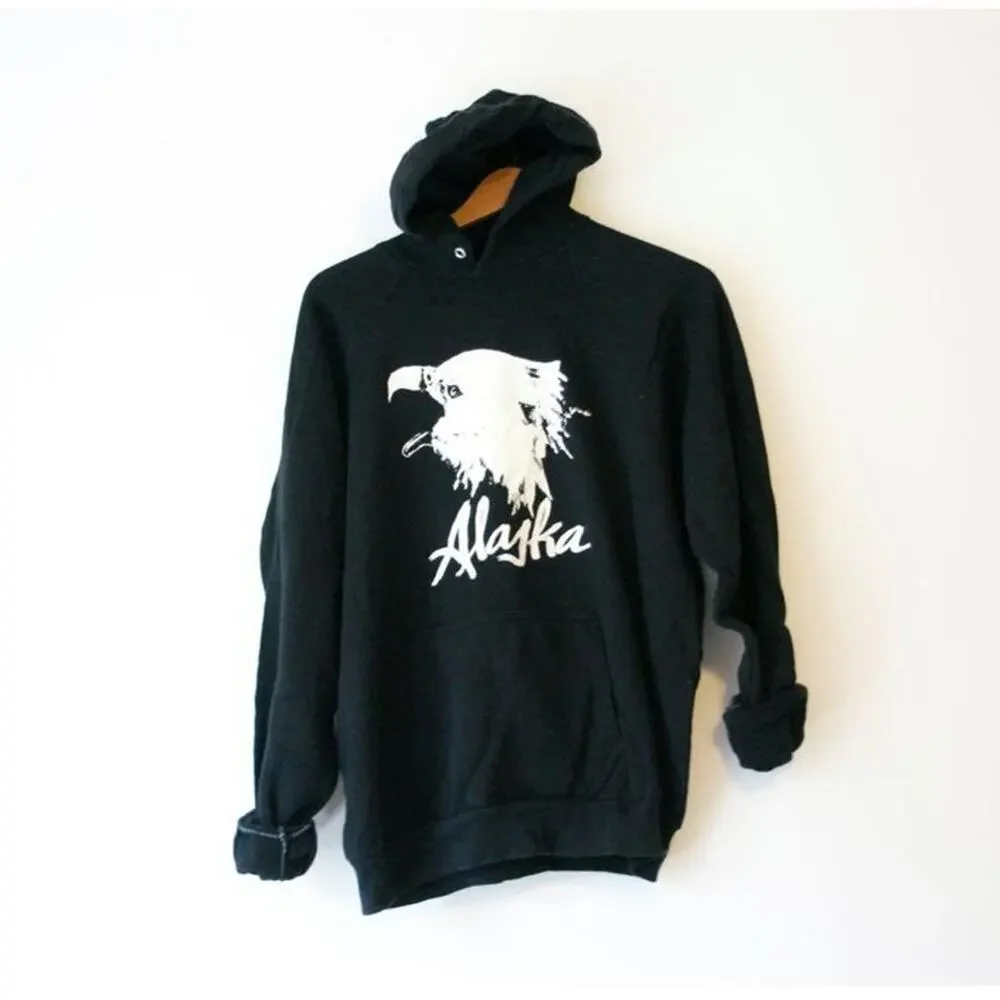 Vintage Alaska Eagle Hoodie Sweatshirt XL